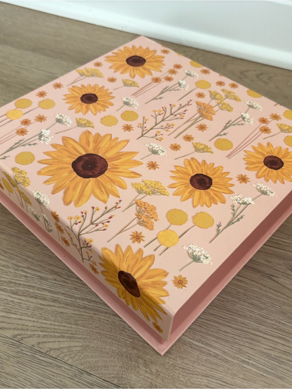 Pink Floral Sunflower Keepsake Storage Box